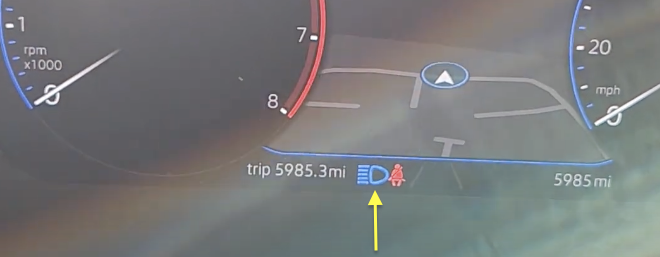 Main Beam Warning Light