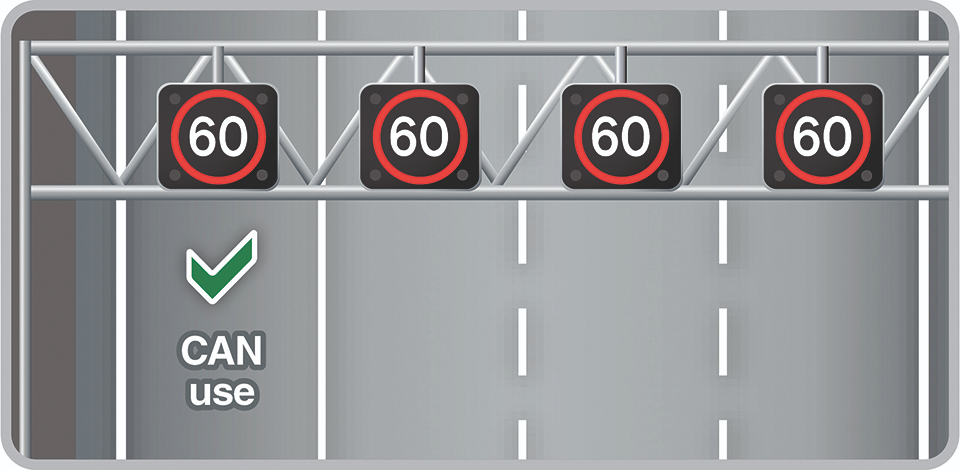CAN use the hard shoulder except in an emergency
