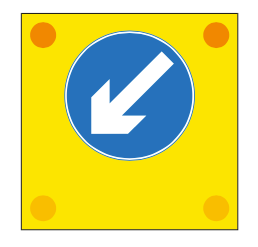 Traffic blocking lane, pass in the direction shown by the arrow